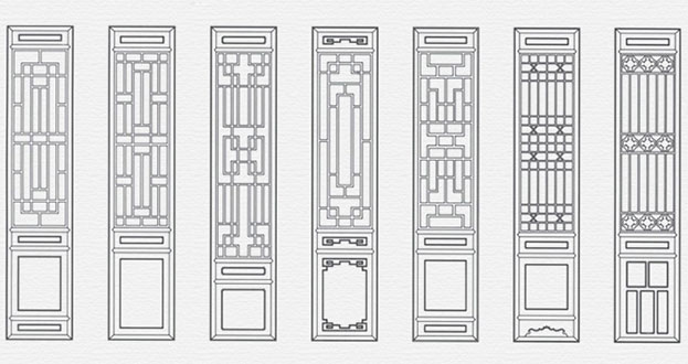 古冶常用中式仿古花窗图案隔断设计图